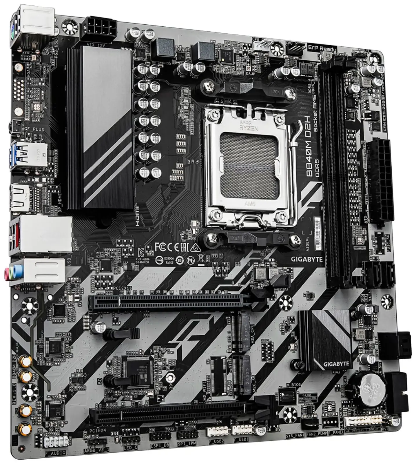 Материнская плата Gigabyte B840M D2H (AM5, mATX)