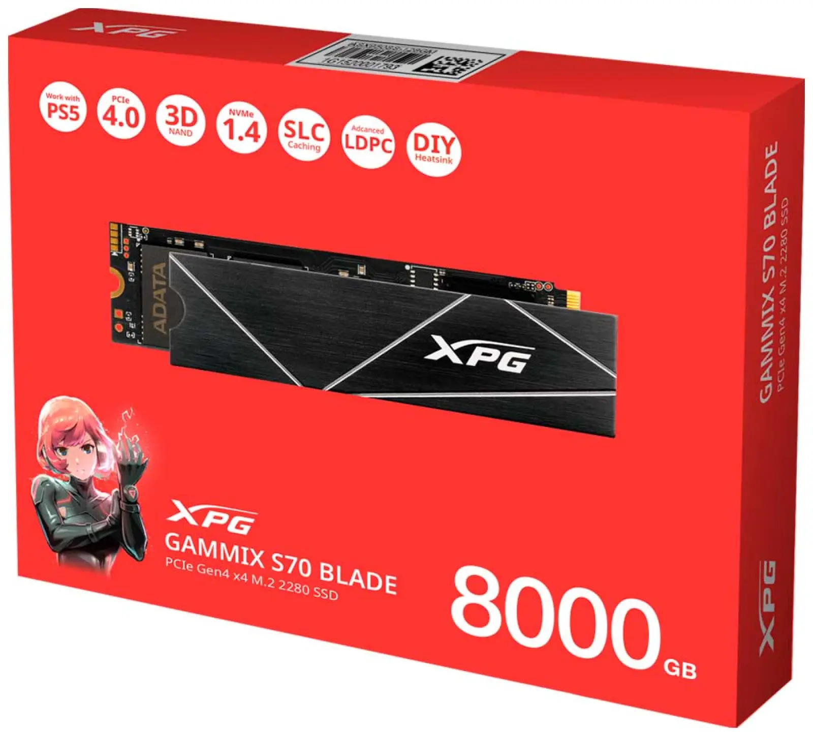 SSD накопитель Adata M.2 GAMMIX S70 BLADE 8000 ГБ PCIe 4.0 (AGAMMIXS70B-8000G-CS)