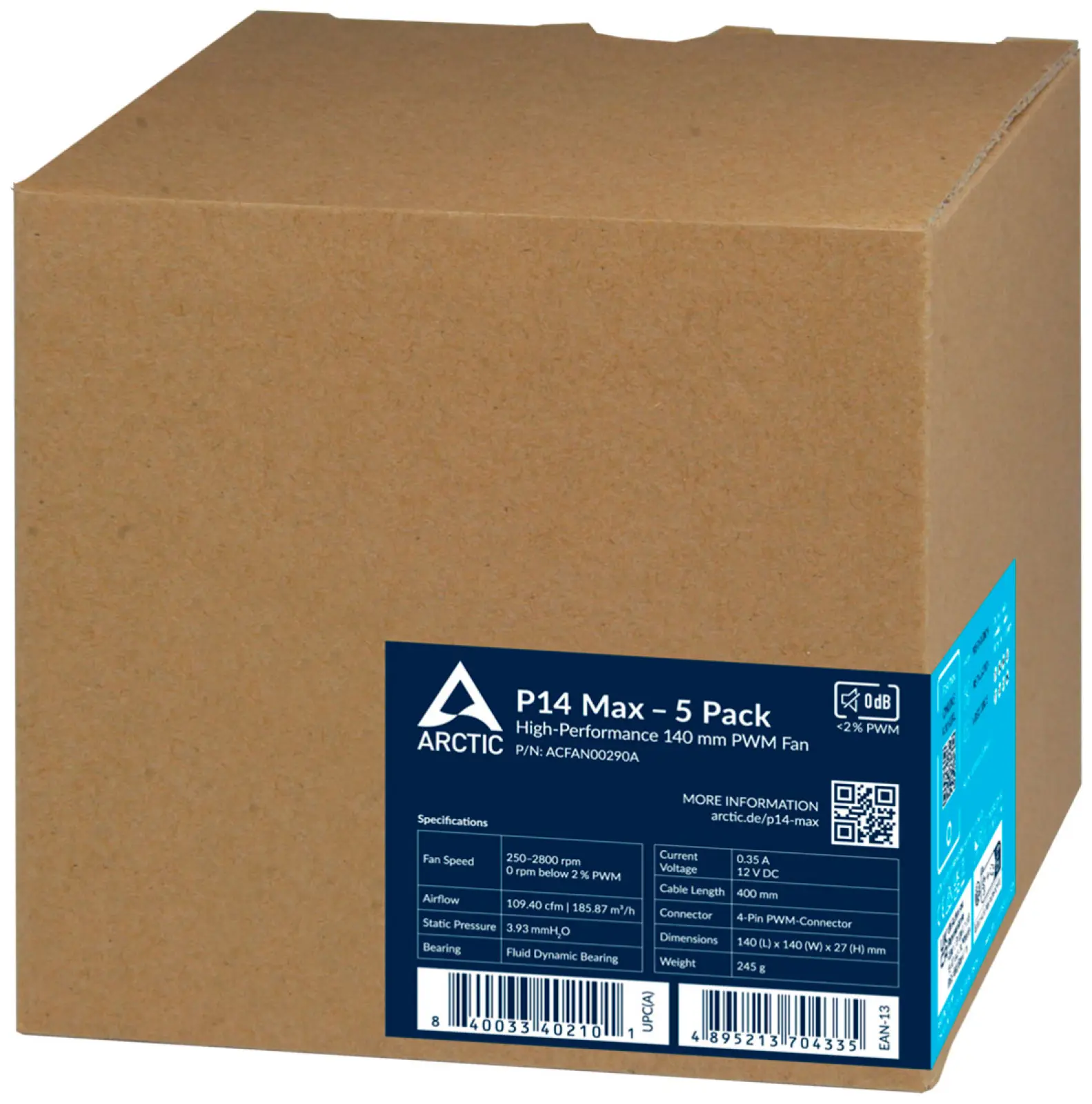 Вентиляторы для корпуса Arctic P14 Max Black 5x140mm (ACFAN00290A)