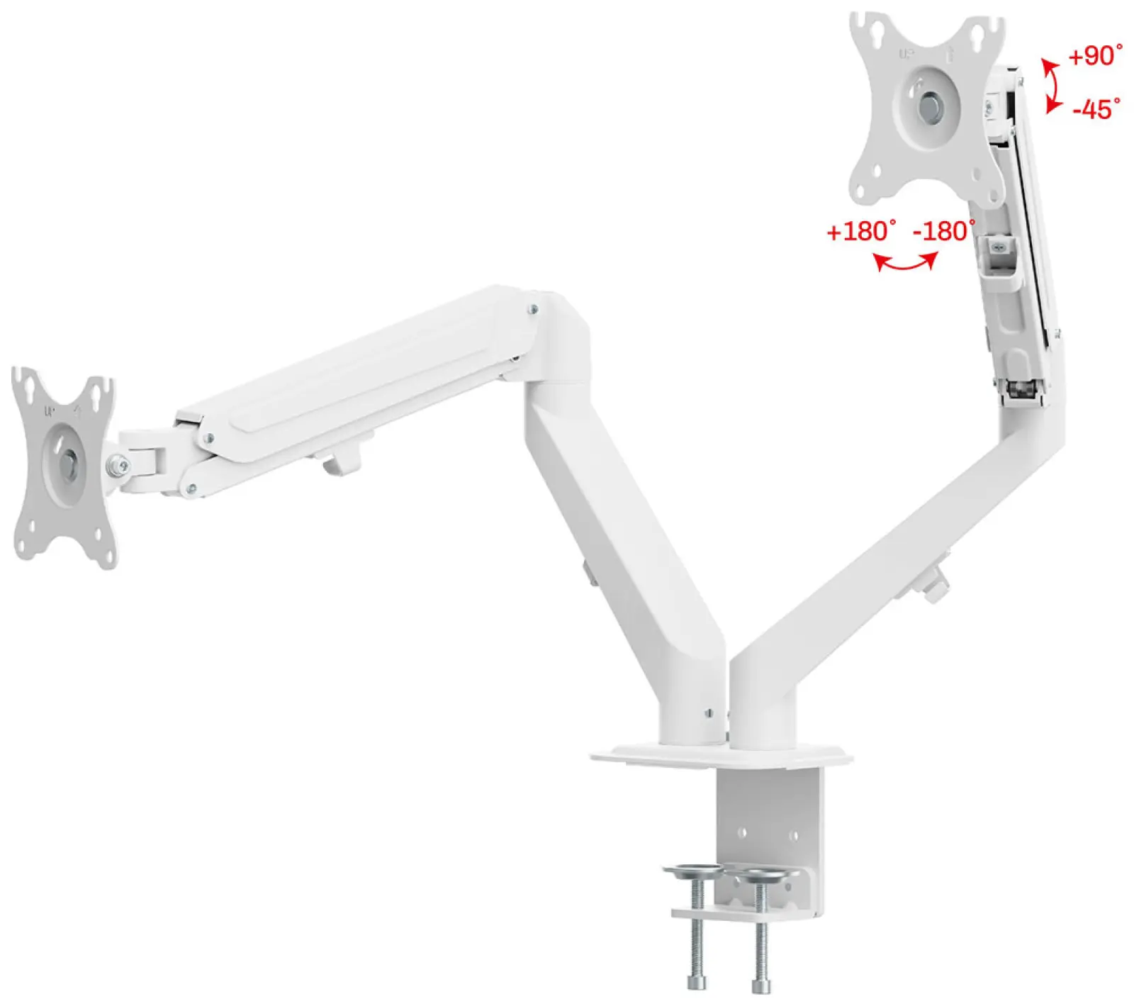 Кронштейн для двух мониторов UniTeki FMGT82W для двух мониторов к столу, газ лифт, диагональ 17-27 дюймов