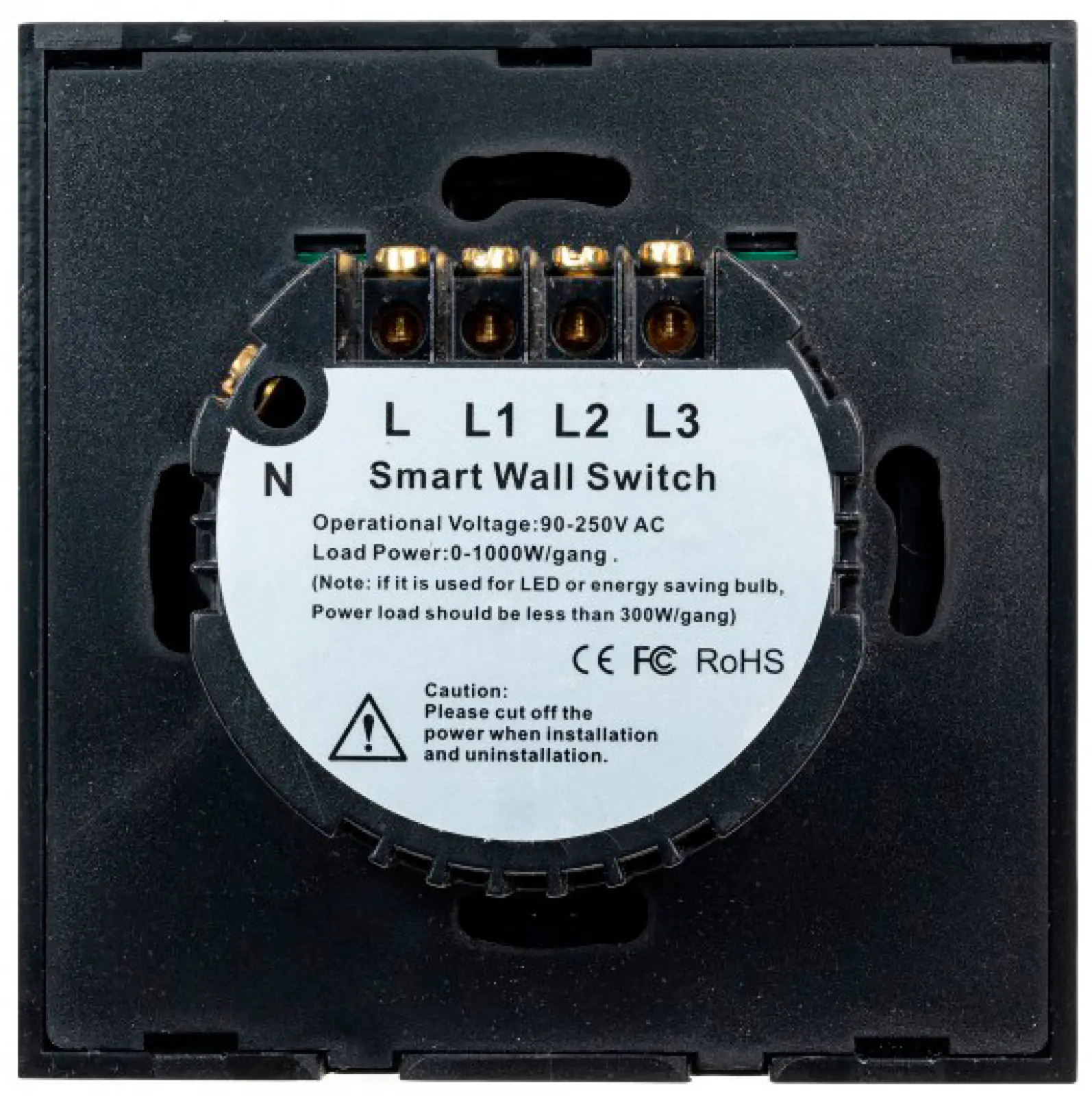 Умный выключатель Sibling 3 клавиши Powerlight-WS3B черный с нулем