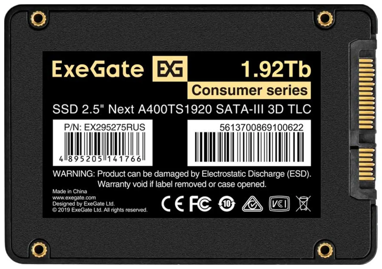 SSD накопитель ExeGate 2.5 1.92Tb Next A400TS1920 SATA-III (EX295275RUS)