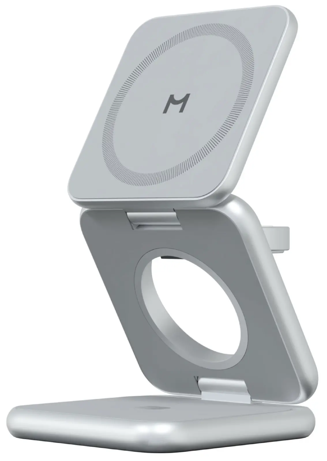 Складное беспроводное зарядное устройство Magssory Fold Pro, 3 в 1, с магнитами, совместимое с Qi2 (silver WCH063)