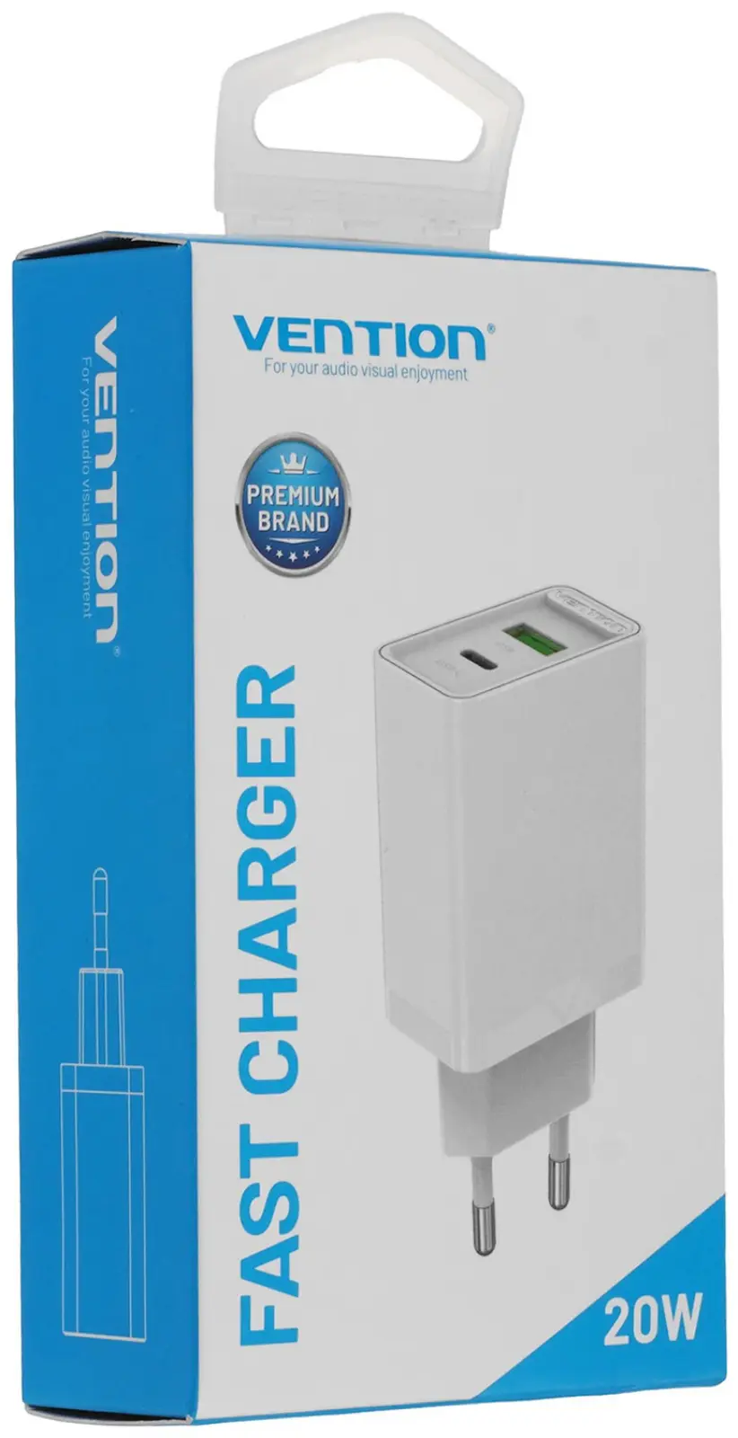 Сетевое зарядное устройство Vention на 2 порта USB A+C, QC 4.0, белый (FBBW0-EU)