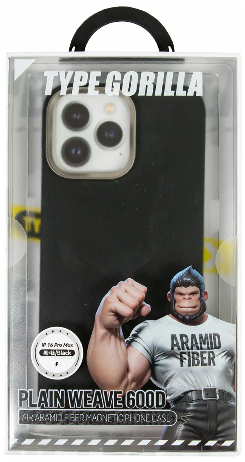 Чехол с магнитным покрытием Type Gorilla 600D Air Aramid Fibe, iPhone16 pro Max, Black (BL-TG006-IP16PM-600D-A-BK)