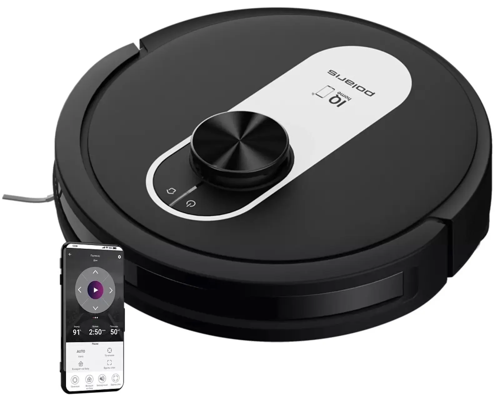 Робот-пылесос Polaris PVCR 4250 WIFI IQ Home, сухая и влажная уборка, черный