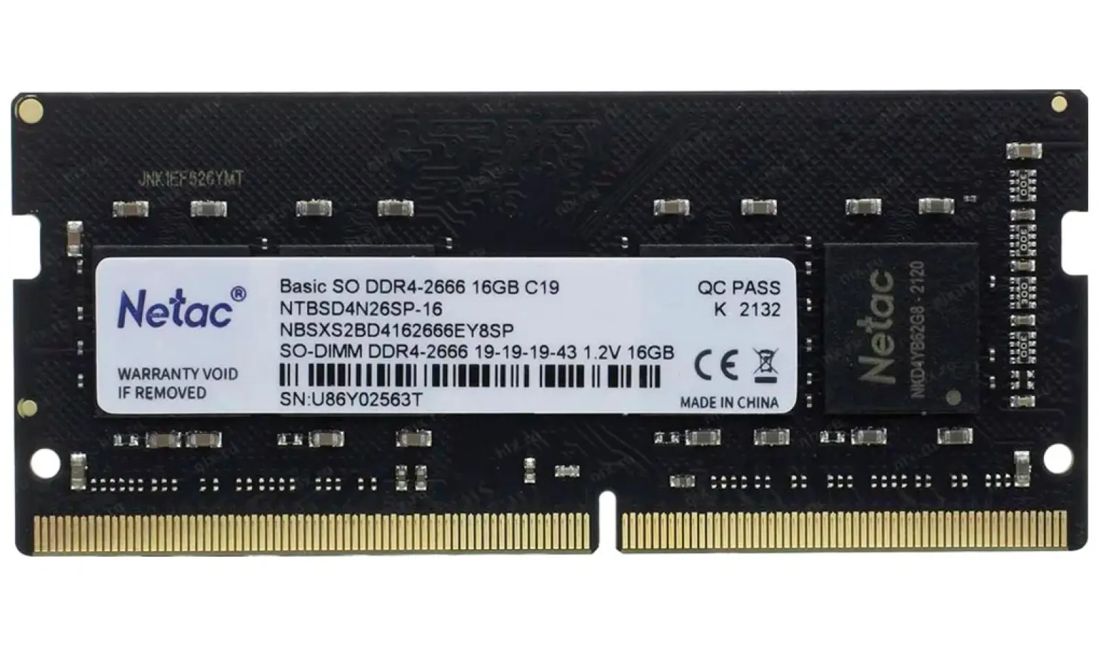Оперативная память Netac SO-DIMM DDR4 16GB 2666MHz (NTBSD4N26SP-16)