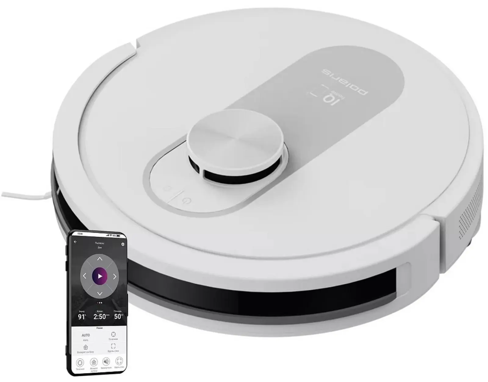 Робот-пылесос Polaris PVCR 4250 WIFI IQ Home, сухая и влажная уборка, белый