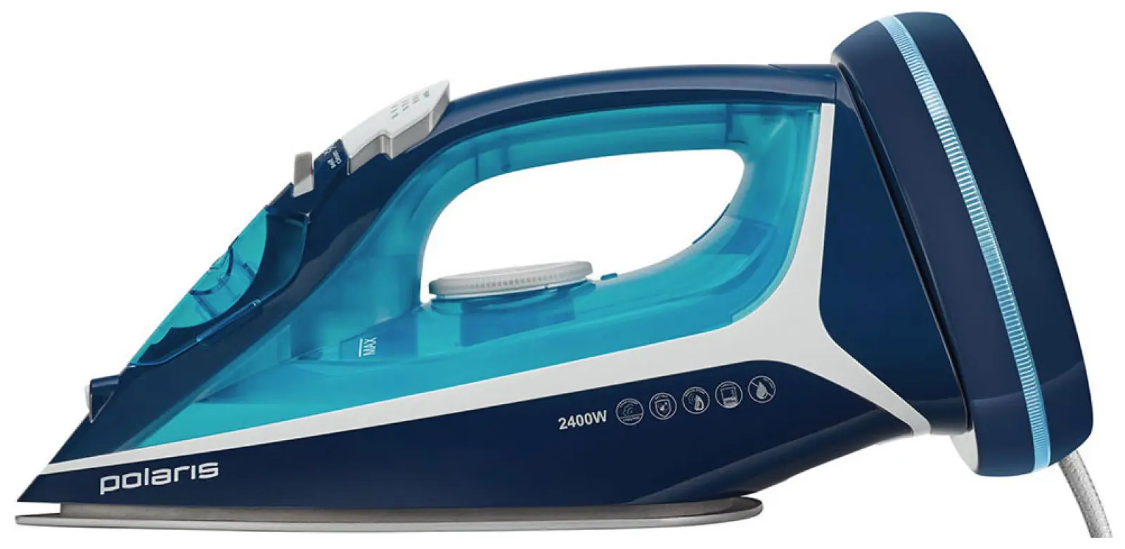 Утюг для одежды с отпаривателем  Polaris PIR 2444K Cord[LESS], синий-белый