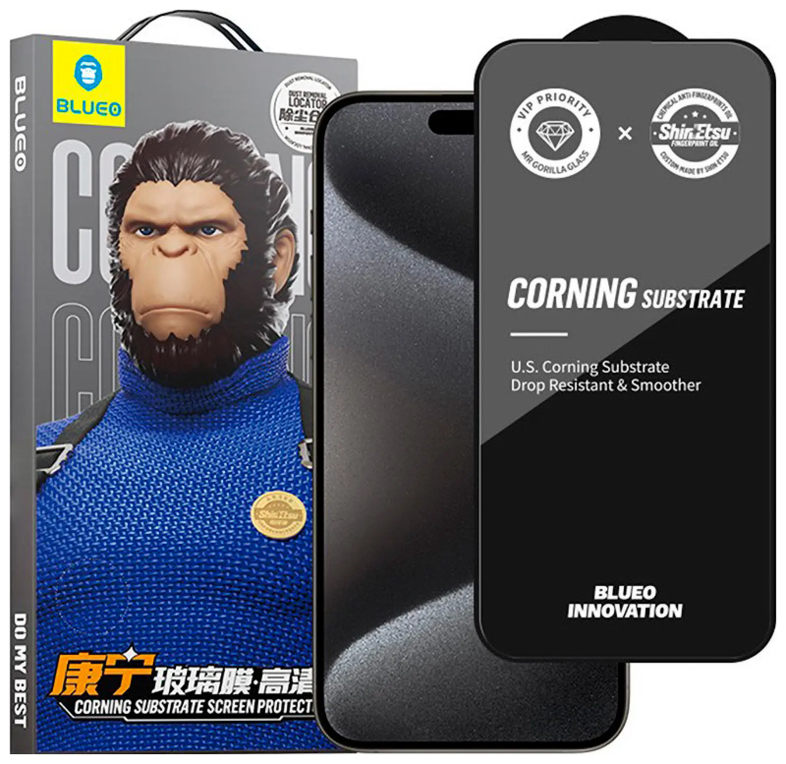 Защитное стекло Type Gorilla Full Cover HD Glass, Anti-Static, iPhone 15 Pro, 6.1, Black (PTJ1-15P-BK)