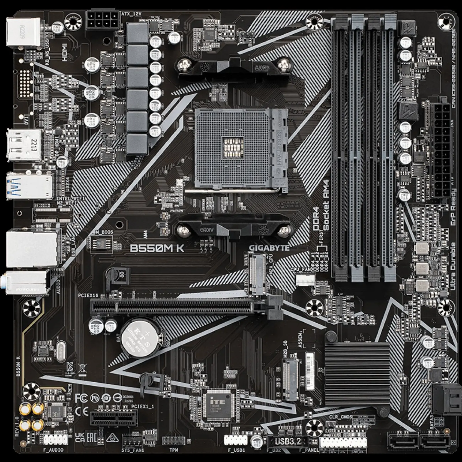 Материнская плата Gigabyte B550M K (AM4, mATX)