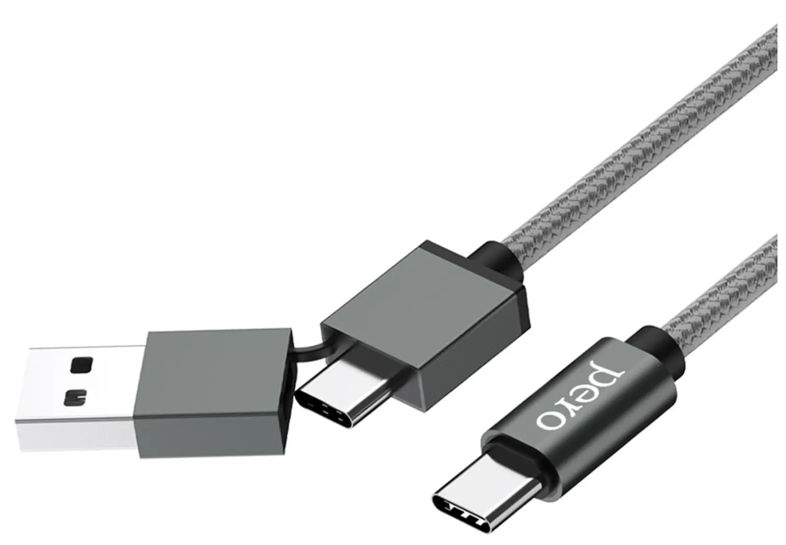 Дата-кабель Pero DC-07 UNIVERSAL 2 in 1 USB-A + PD to Type-C 1m Silver