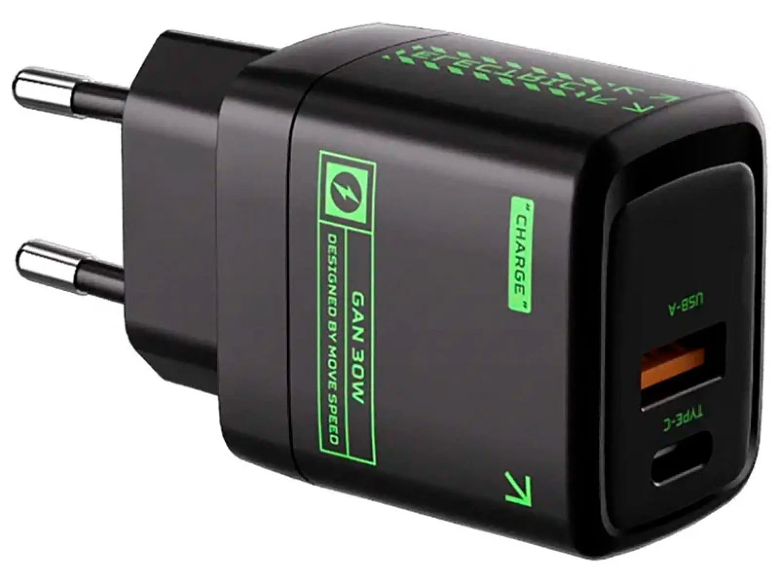 Сетевое зарядное устройство Movespeed 1xType-C + 1xUSB-A, 30W, PD2.0, QC3.0 (AC30 Black) EU