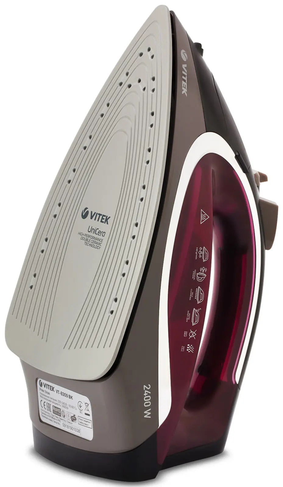 Утюг Vitek VT-8309, черный/коричневый/бордовый