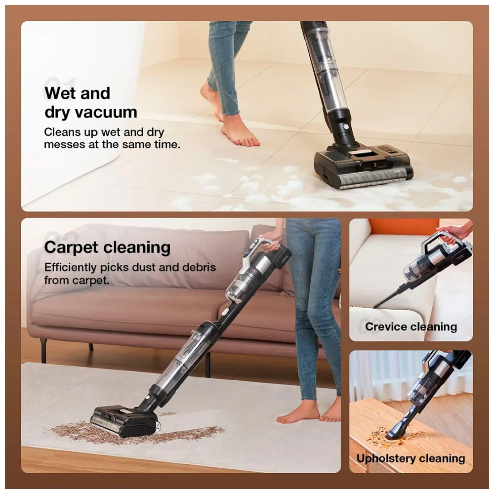 Пылесос вертикальный с функцией влажной уборки Jimmy Cordless Vacuum Washer PW11 Grey