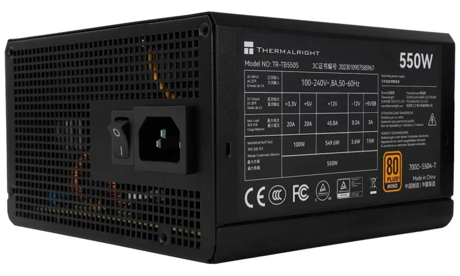Блок питания Thermalright 550W 80+ Bronze (TR-TB550S)