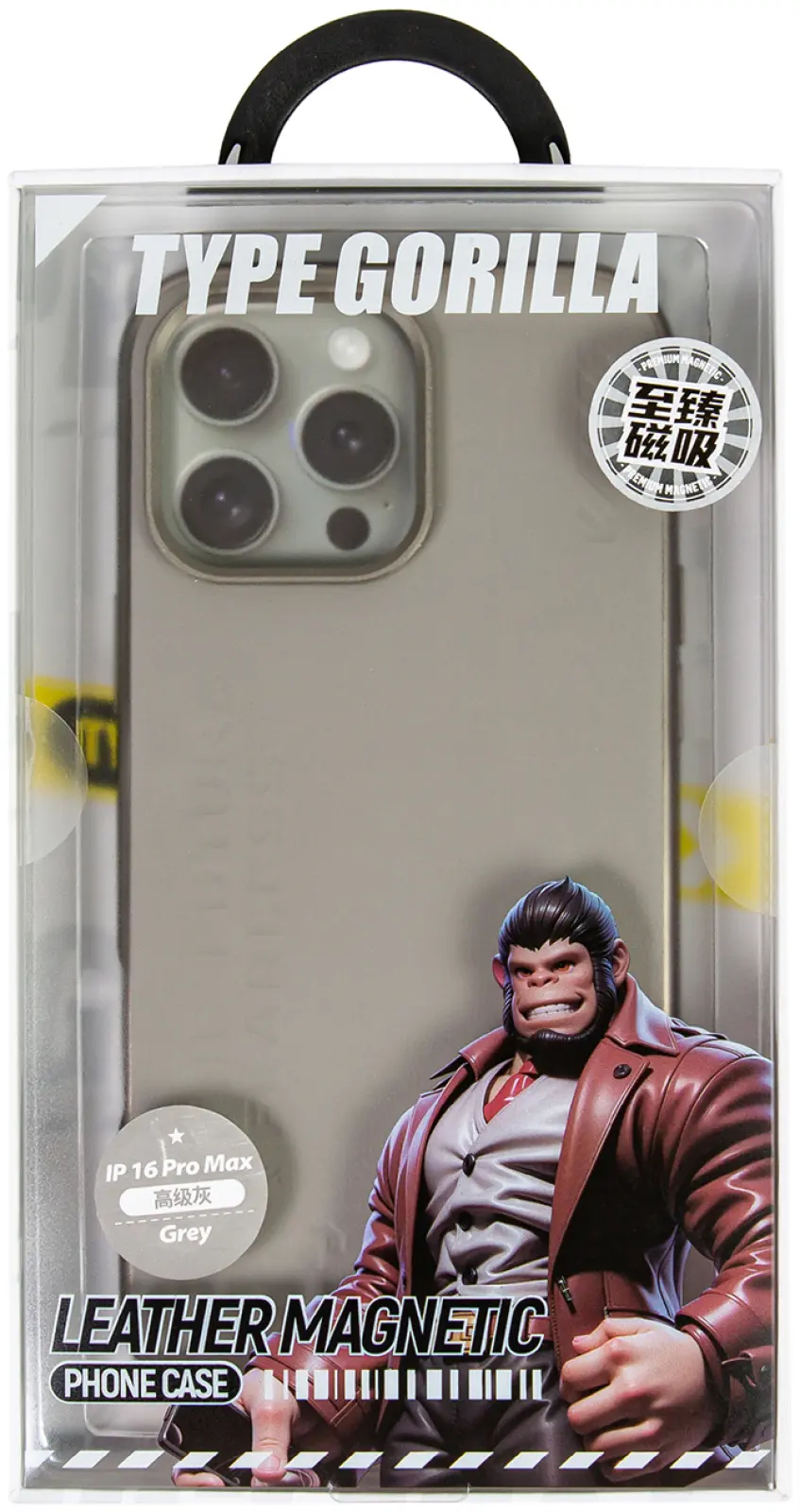 Чехол с магнитным покрытием Type Gorilla Premium Magnetic iPhone 16 pro Max, Grey Leather (BL-T52-iP16PM-LTR-GR)
