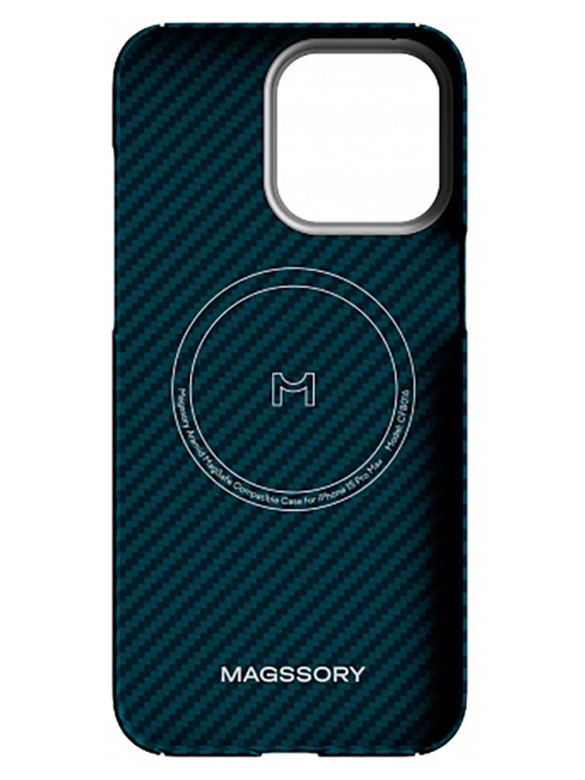 Чехол для мобильного телефона Magssory для iPhone 15 Pro Max, кевлар (арамид), с магнитами, совместимый с MagSafe, blue (CFB016)