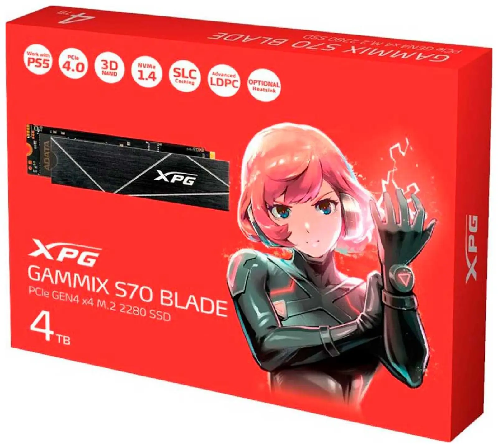 SSD накопитель Adata M.2 4000 Гб GAMMIX S70 BLADE PCIe 4.0 (AGAMMIXS70B-4T-CS)