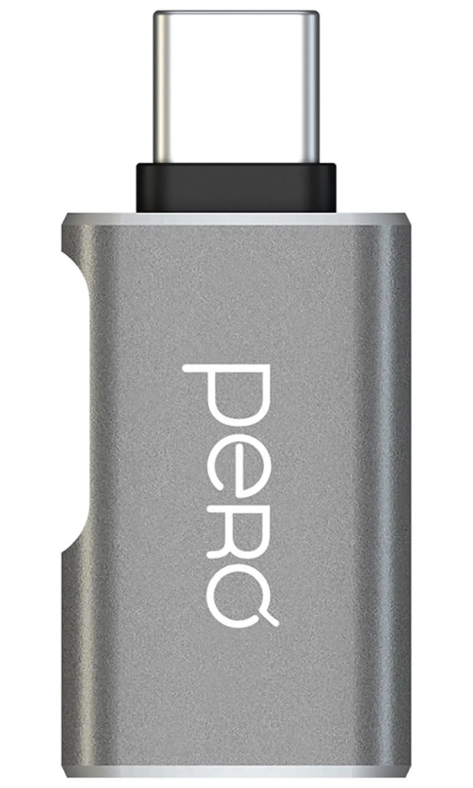 Адаптер Pero AD16 OTG, USB-C TO USB-A 3.0 + USB-C, серый (PRAD16BL)