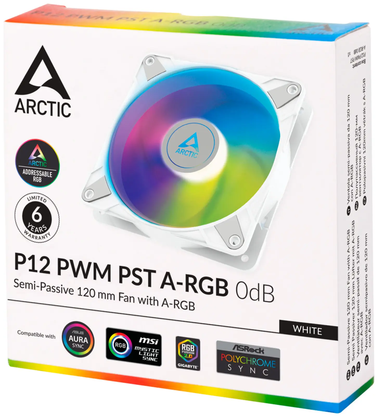 Вентилятор для корпуса Arctic P12 PWM PST A-RGB, White (ACFAN00254A)