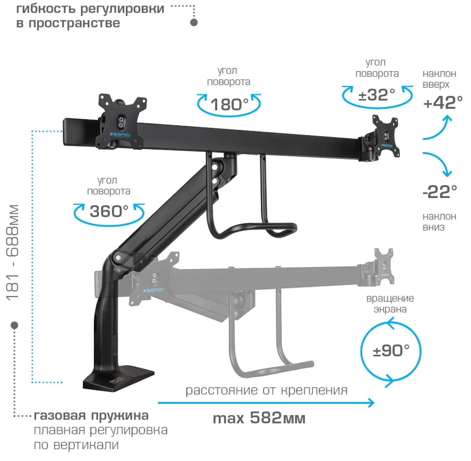 Кронштейн настольный Kromax OFFICE-20