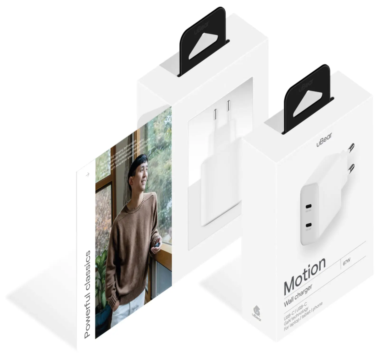 Зарядное устройство uBear Motion, GaN, 67 Вт, белый (WC15WH67-2C)