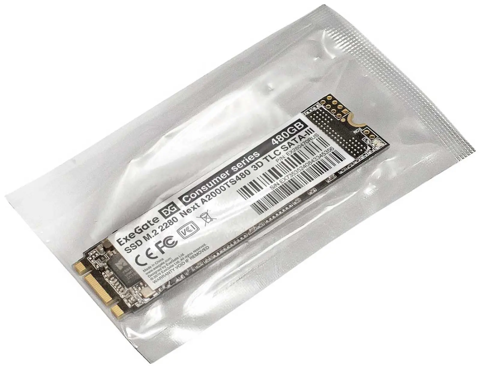 SSD накопитель ExeGate M.2 2280 480GB Next A2000TS480 SATA-III (EX280470RUS)