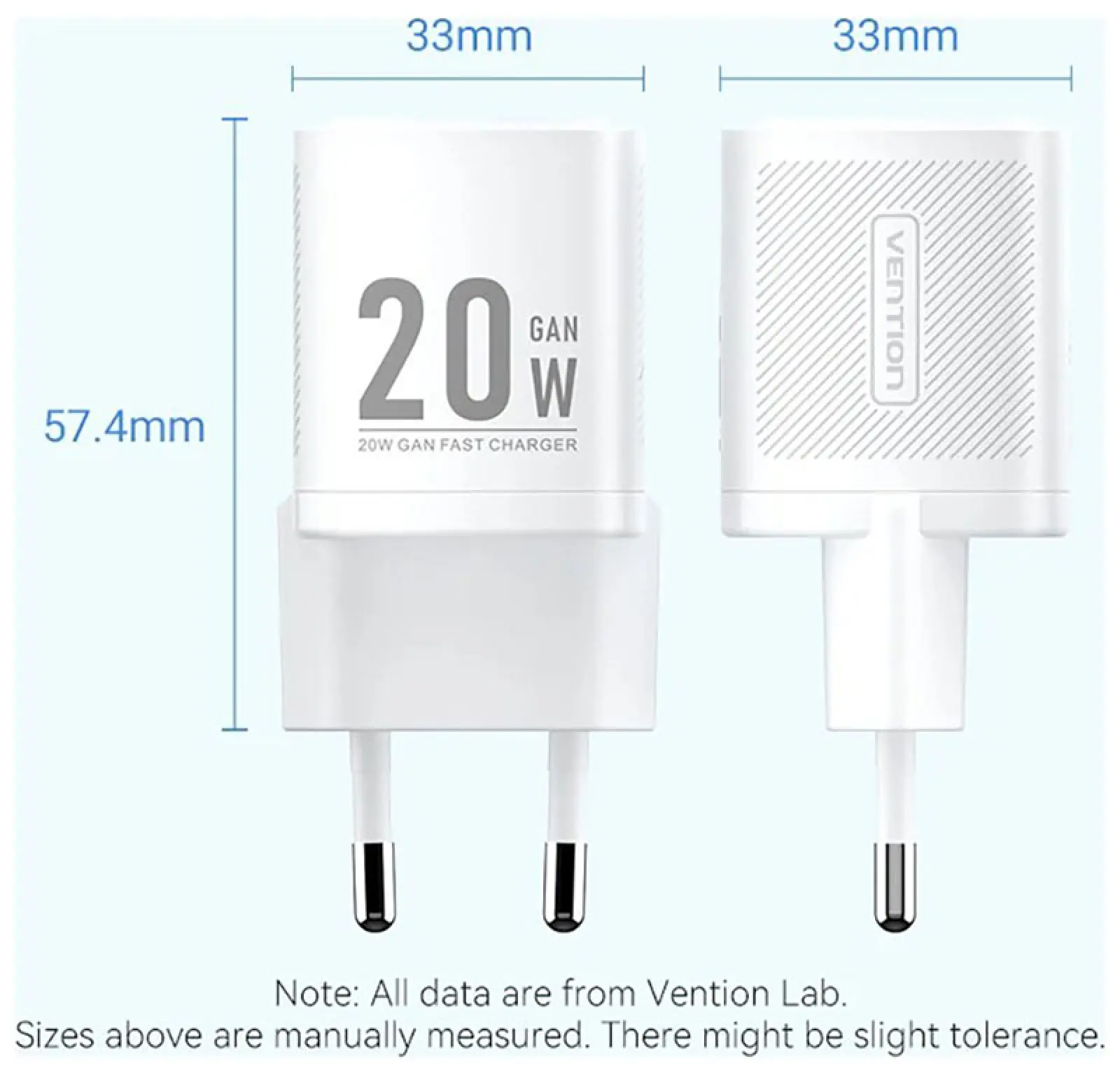 Сетевое зарядное устройство Vention на 1 порт USB С, GaN, 20W, белый (FEPW0-EU)