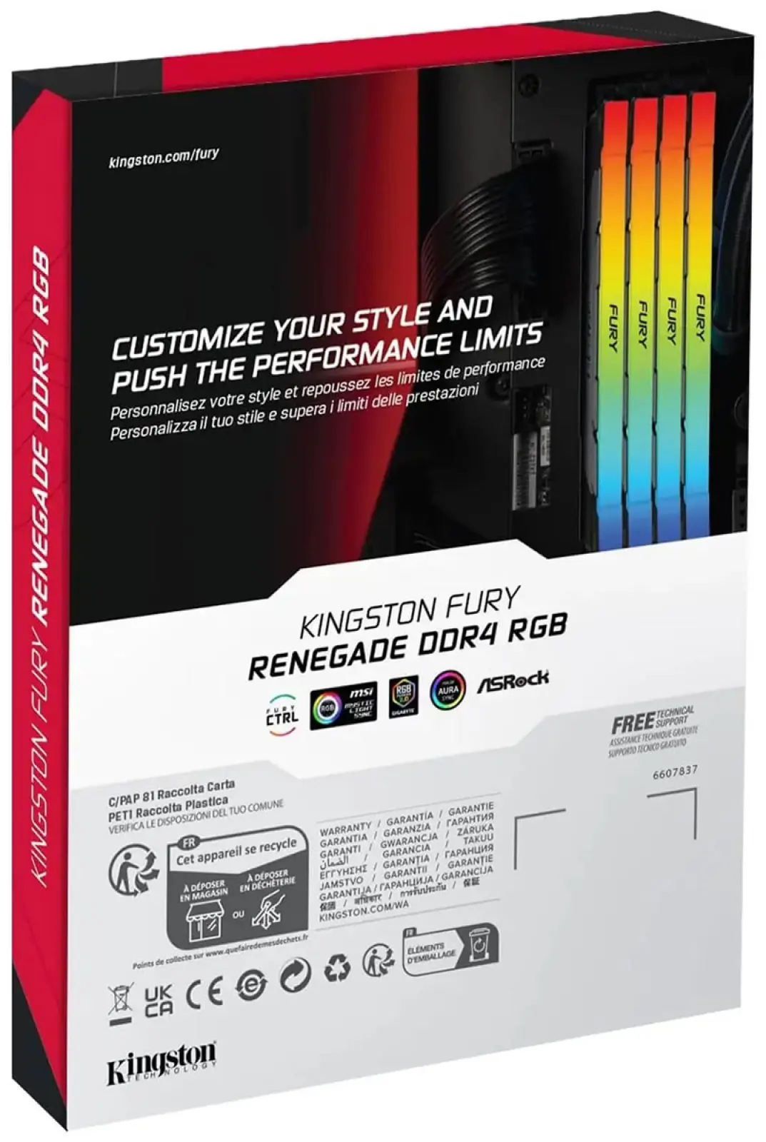 Оперативная память Kingston DDR4 32GB (2x16GB) 3200Mhz FURY Renegade RGB Black (KF432C16RB12AK2/32)