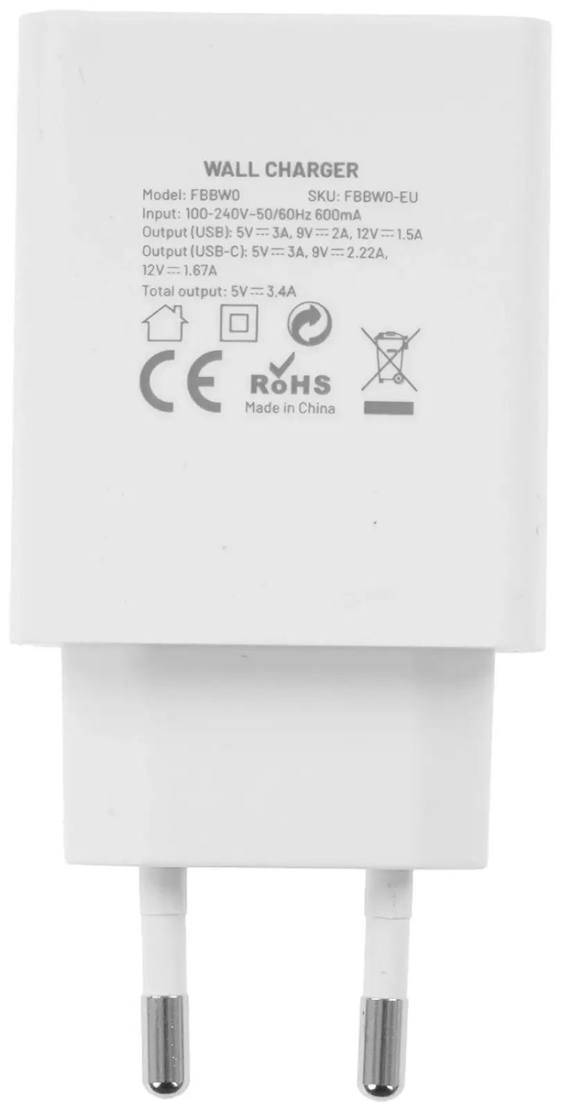 Сетевое зарядное устройство Vention на 2 порта USB A+C, QC 4.0, белый (FBBW0-EU)
