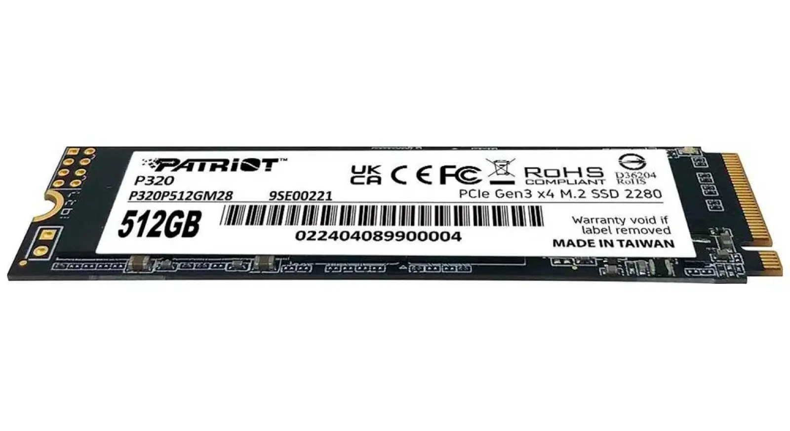 SSD накопитель Patriot Memory M.2 512GB P320 (P320P512GM28)