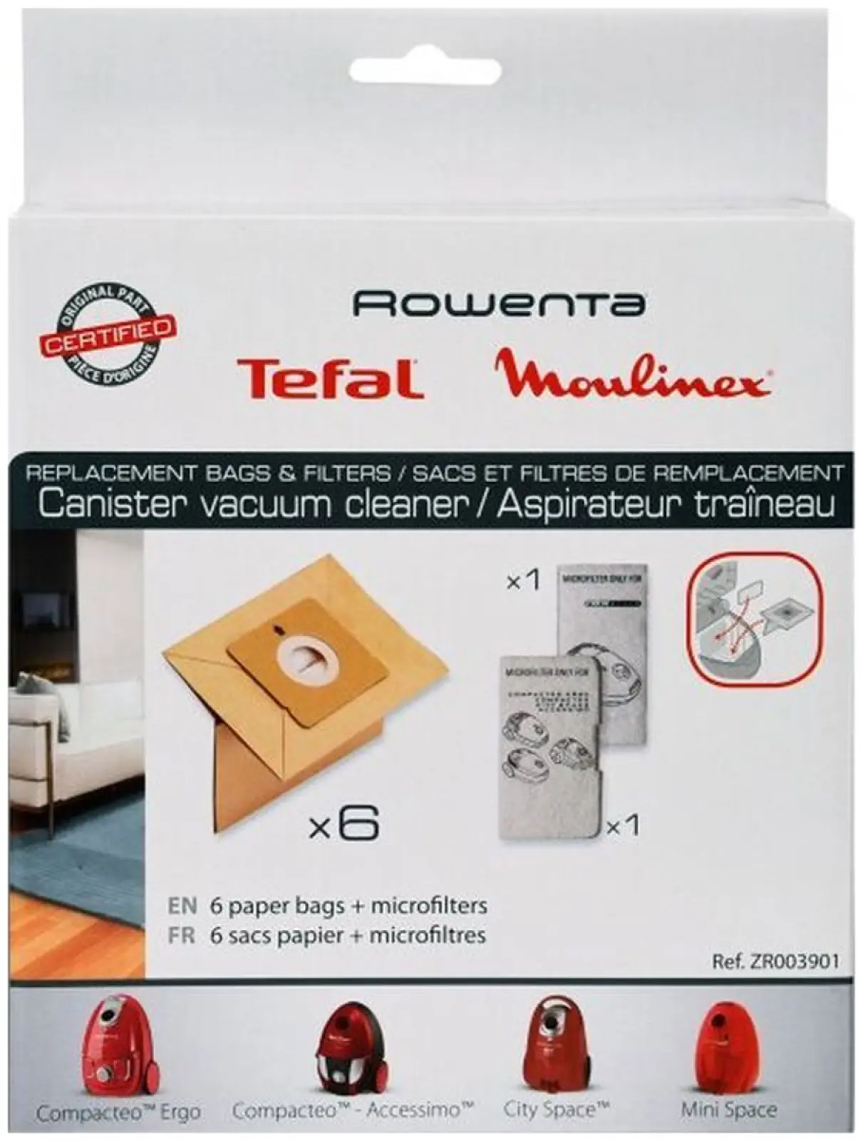 Набор пылесборников для пылеcосов Tefal TW24 ZR003901