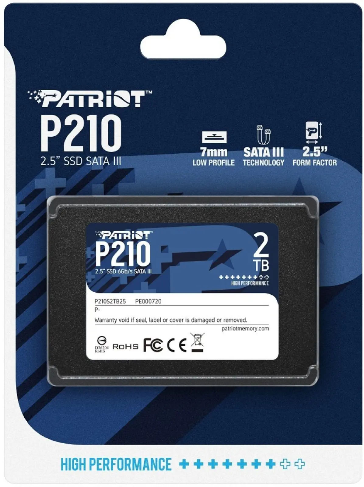 Накопитель SSD Patriot Memory 2.5 P210 2000 Гб SATA III P210S2TB25
