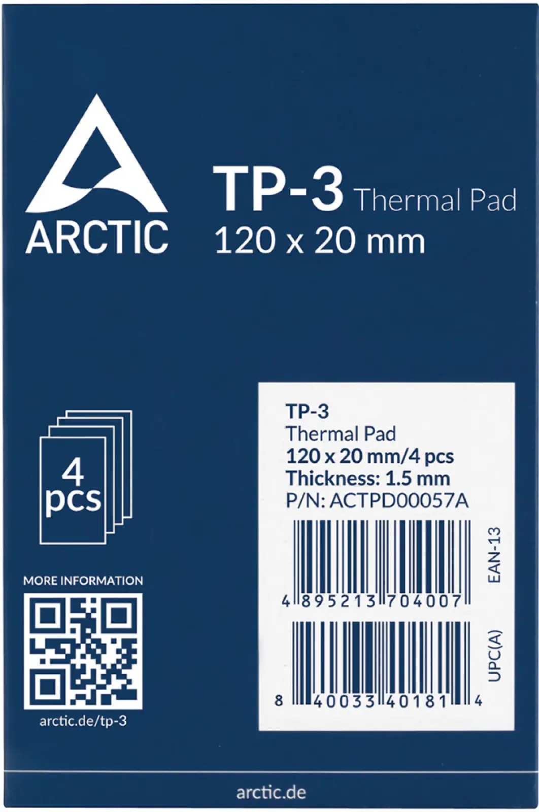 Термопрокладка Arctic Thermal pad 120x20mm 1.5mm - 4 Pack TP-3 (ACTPD00057A)
