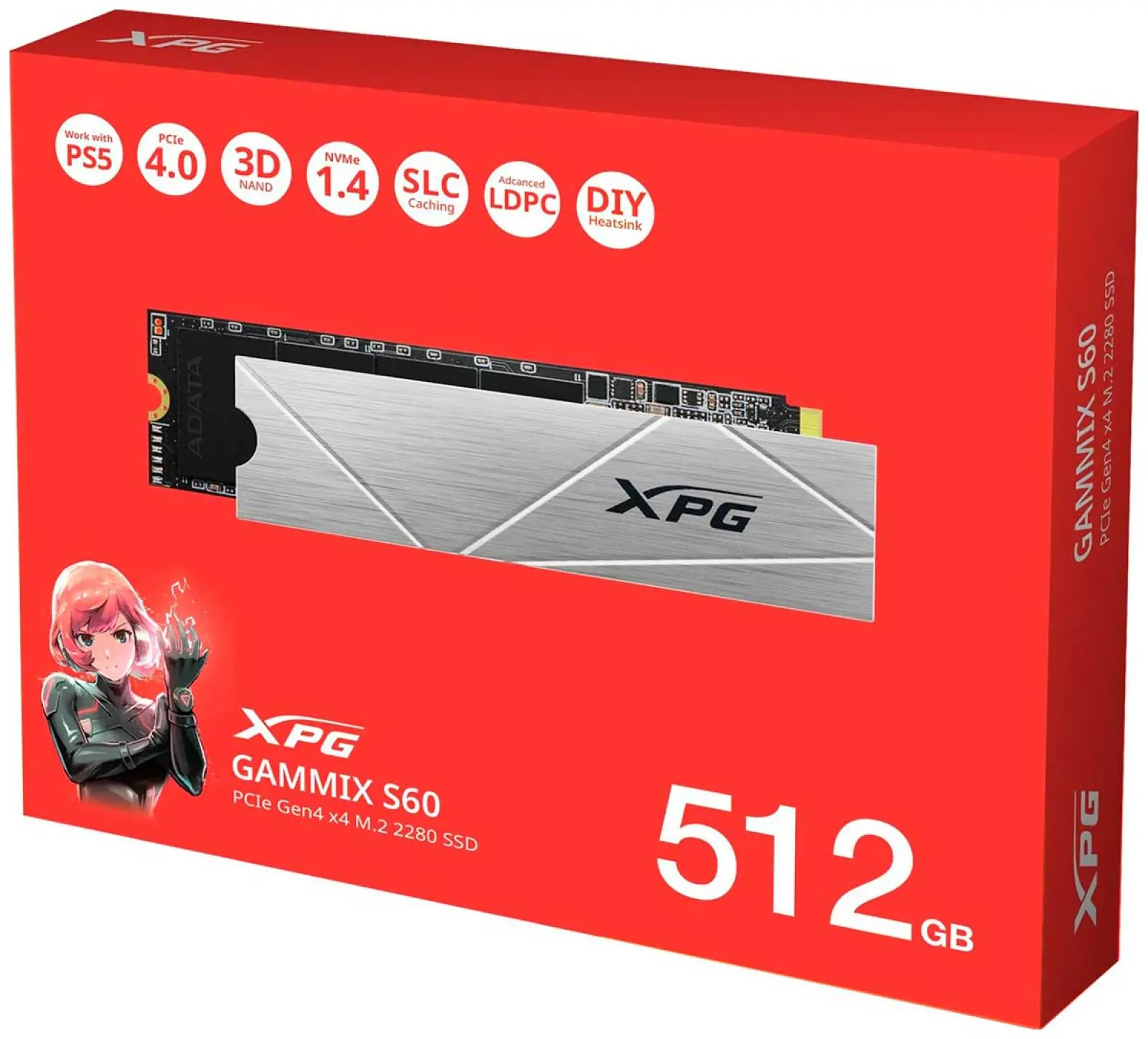 SSD накопитель Adata M.2 512 Гб GAMMIX S60 BLADE PCIe 4.0 (AGAMMIXS60-512G-CS)