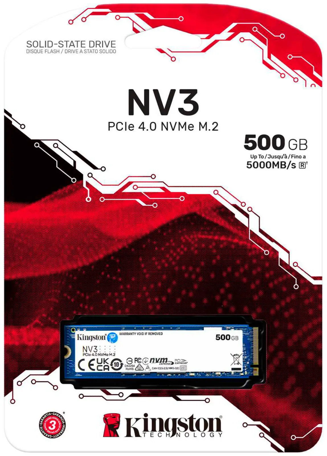 SSD накопитель Kingston M.2 500Gb NV3 PCIe (SNV3S/500G)