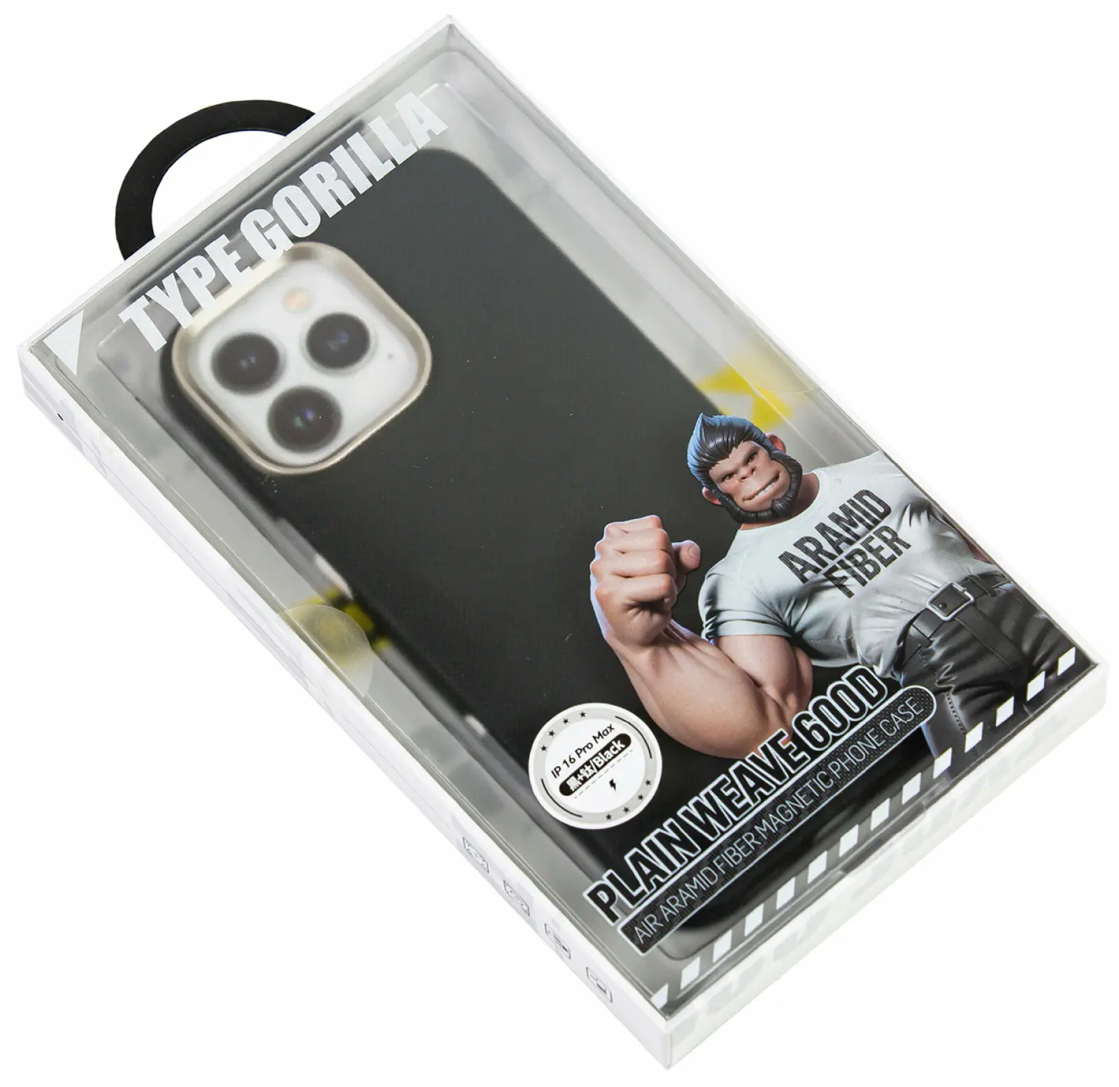 Чехол с магнитным покрытием Type Gorilla 600D Air Aramid Fibe, iPhone16 pro Max, Black (BL-TG006-IP16PM-600D-A-BK)