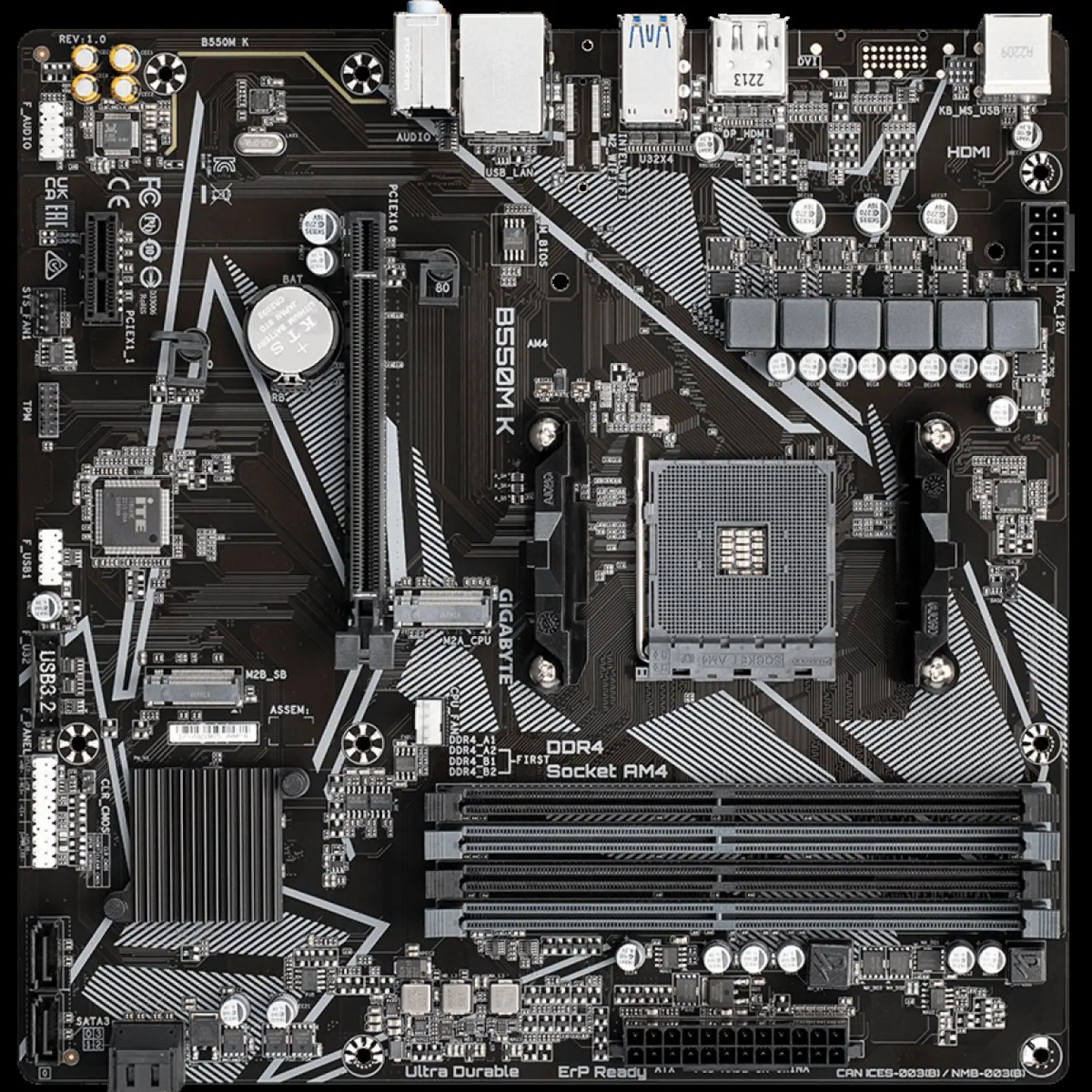 Материнская плата Gigabyte B550M K (AM4, mATX)