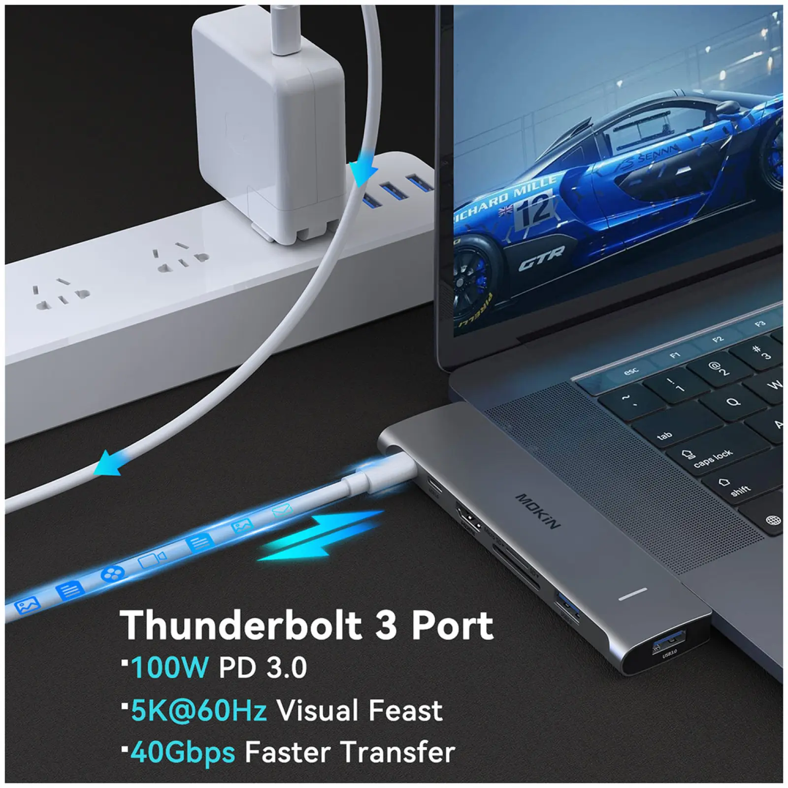 Универсальный адаптер Mokin MOUC2206, HDMI, USB C, USB A x 2, USB C PD, RJ45, SD/Micro SD, Type C