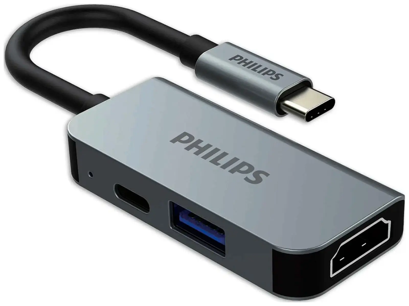 Хаб Philips USB С - HDMI+USB A+USB C PD, 3 в 1, длина кабеля 10см