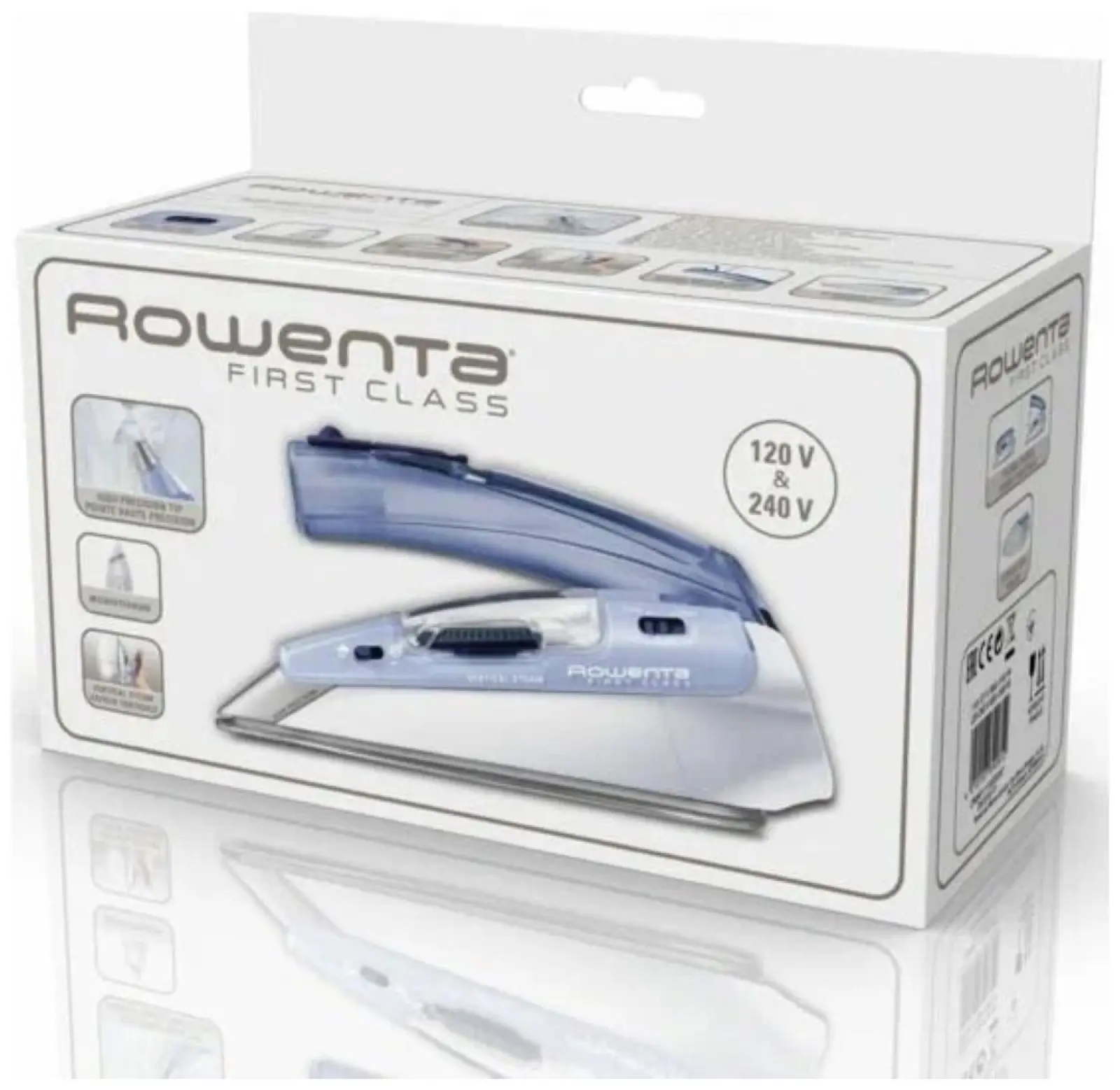 Дорожный утюг Rowenta First Class DA1510F1, 1000 Вт,  белый/синий