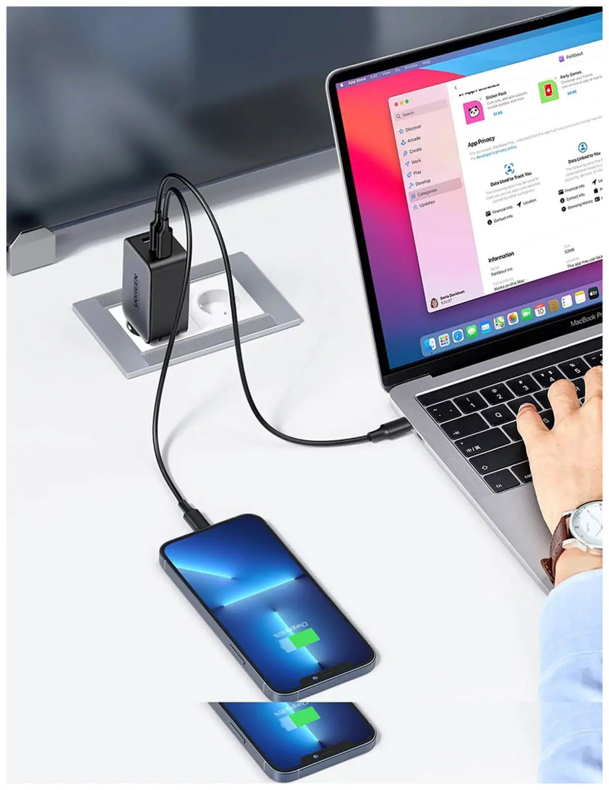 СЗУ Ugreen USB A+2 USB C, 65 W, GAN Tech Fast Charger (10335)