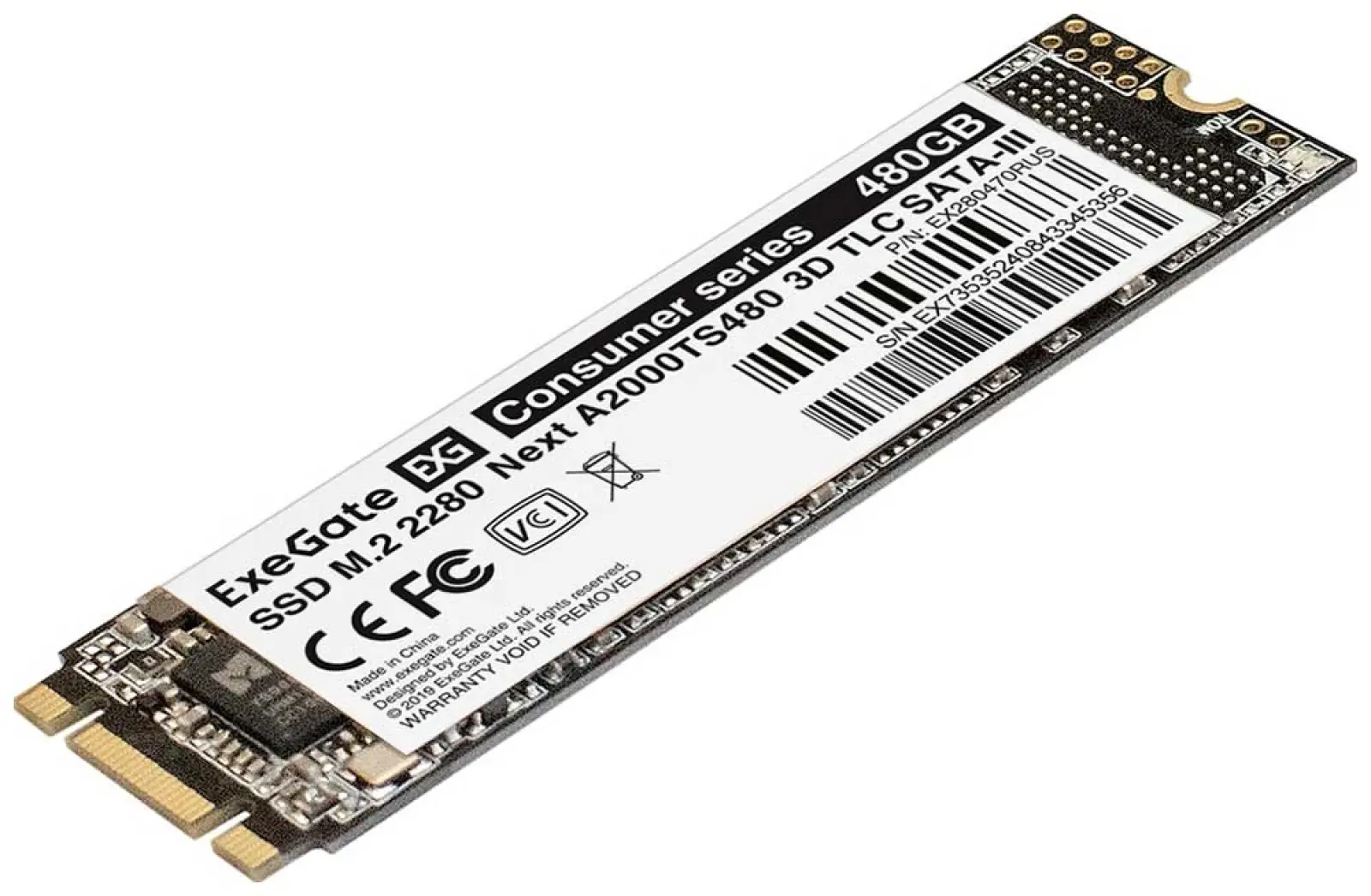 SSD накопитель ExeGate M.2 2280 480GB Next A2000TS480 SATA-III (EX280470RUS)