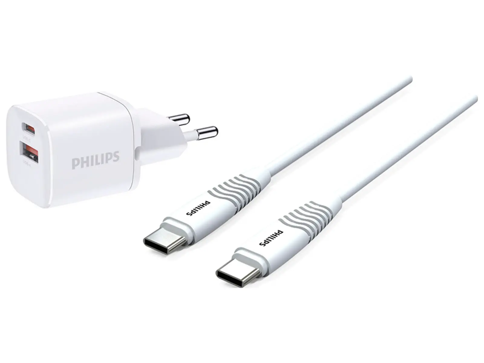 Сетевое зарядное устройство Philips PD33W + кабель USB C - USB C, белый (DLP2561DW/97)