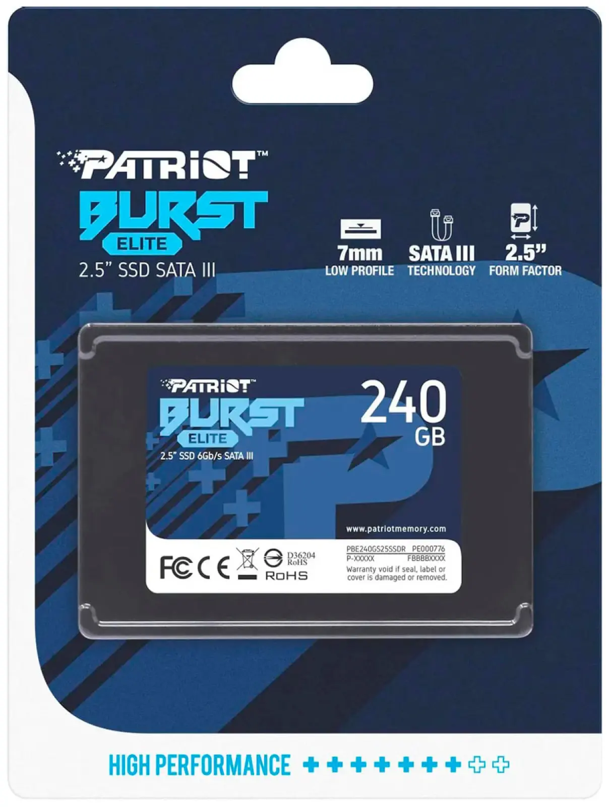 Накопитель SSD Patriot Memory 2.5 Burst Elite 240 Гб SATA III (PBE240GS25SSDR)