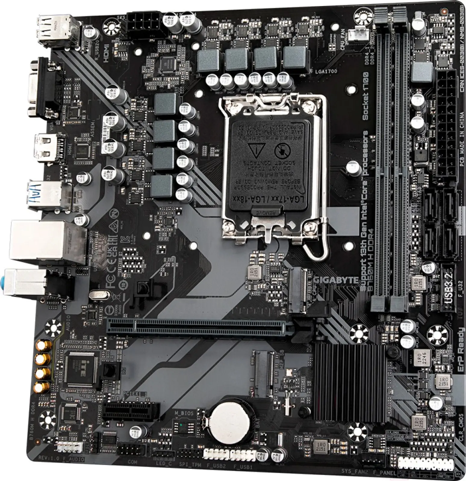 Материнская плата Gigabyte B760M H DDR4 (LGA1700, mATX)