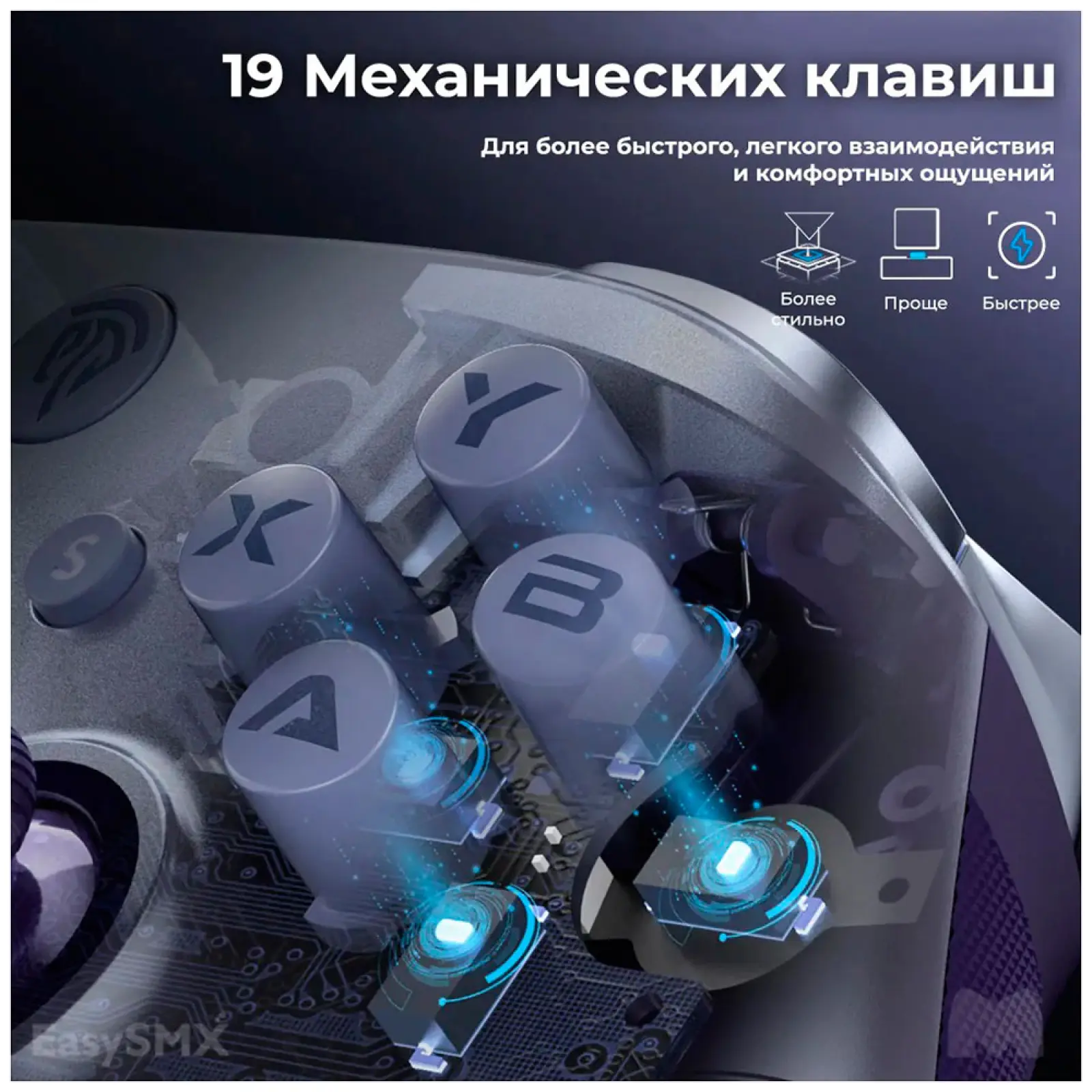 Беспроводной геймпад EasySMX X10, с механическими кнопками, фиолетовый (VG-C503)