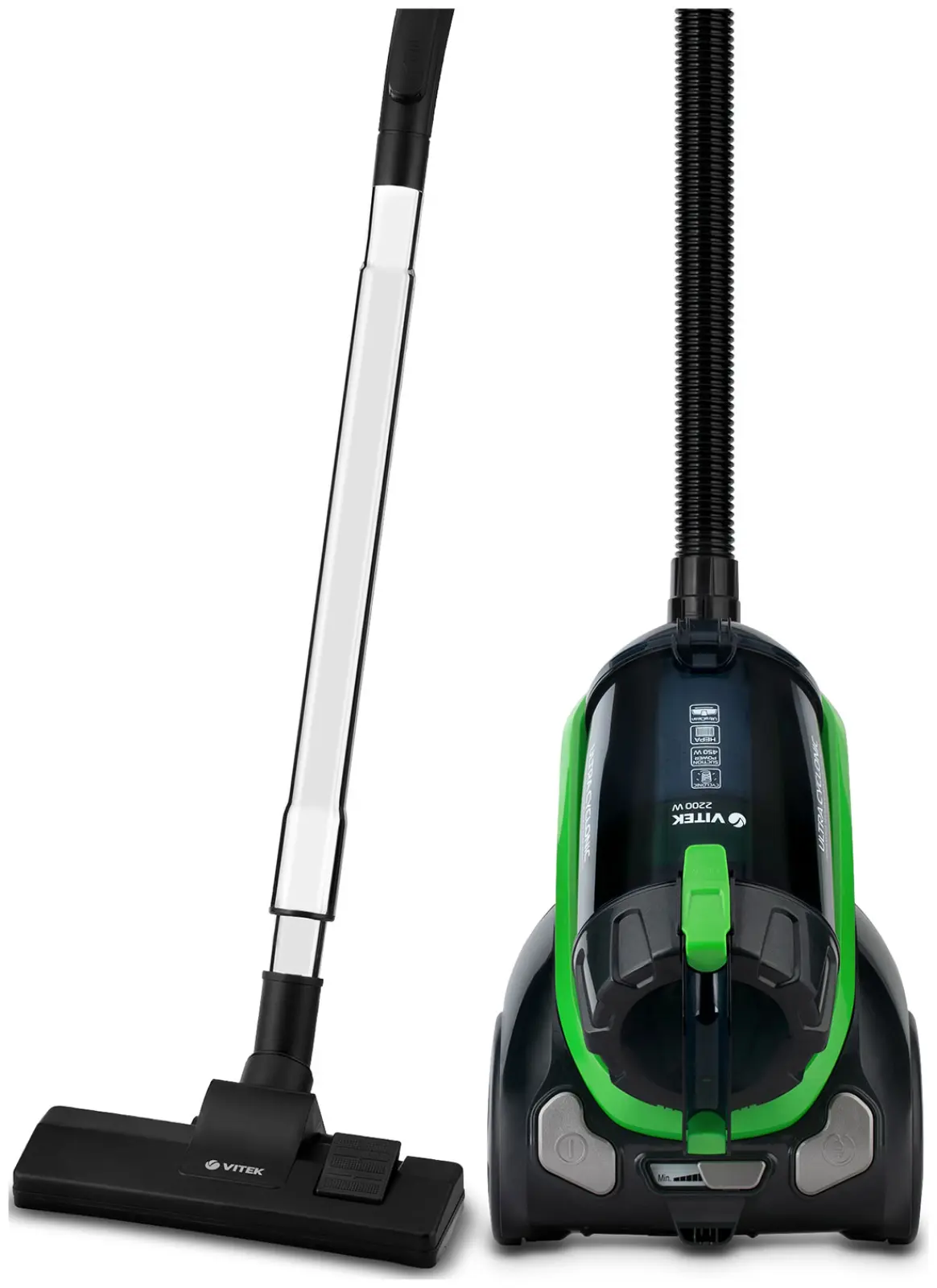 Пылесос напольный Vitek VT-8130, черный/зеленый