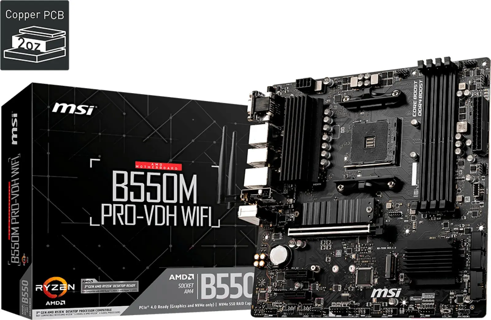 Материнская плата MSI B550M PRO-VDH WIFI (AM4, mATX)